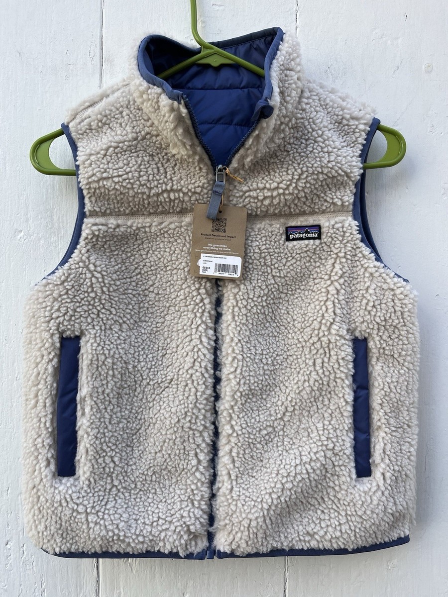 NWT Patagonia Kids Reversible Ready Freddy Vest Blue / Natural