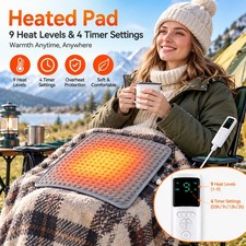 Electric Heating Pad For Back Pain Cramps Relief 12"x24" 9 Level Auto Shut Off