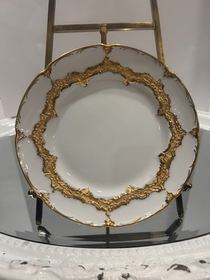 Antique Meissen B-Form 999979 Salad Plate 7 7/8  Raised Gilt Gold Bronze