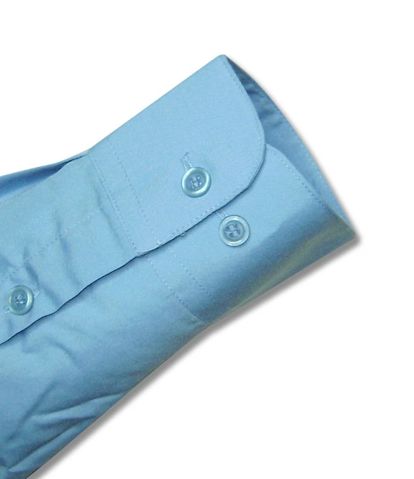 Camisa de vestir para hombre color AZUL PAVO REAL LISO con puños convertibles talla 16 32/33 Foto 3 de 4