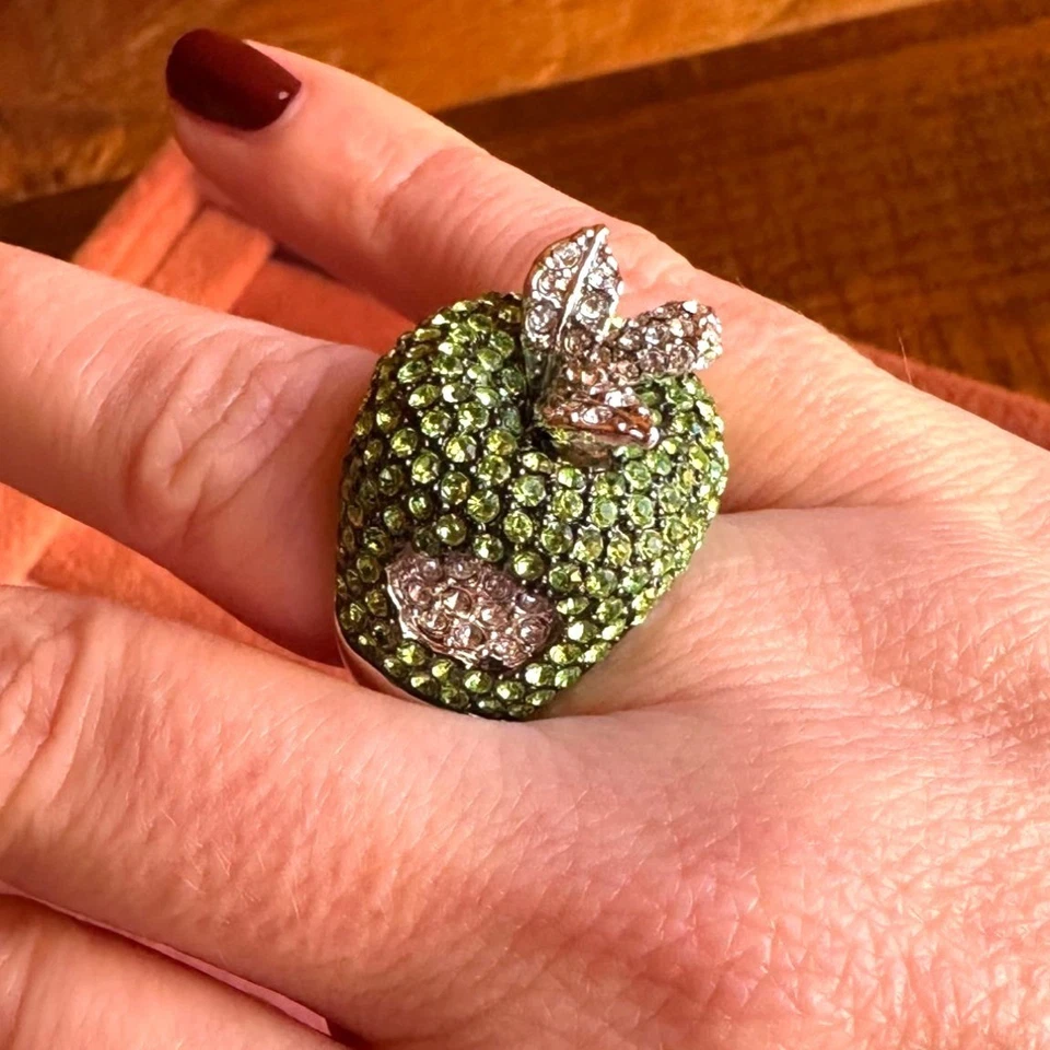 Park Lane ювелирных изделий Applelicious сняты с производства зеленый и белый кристалл яблоко кольцо размер 7 - Изображение 3 из 4