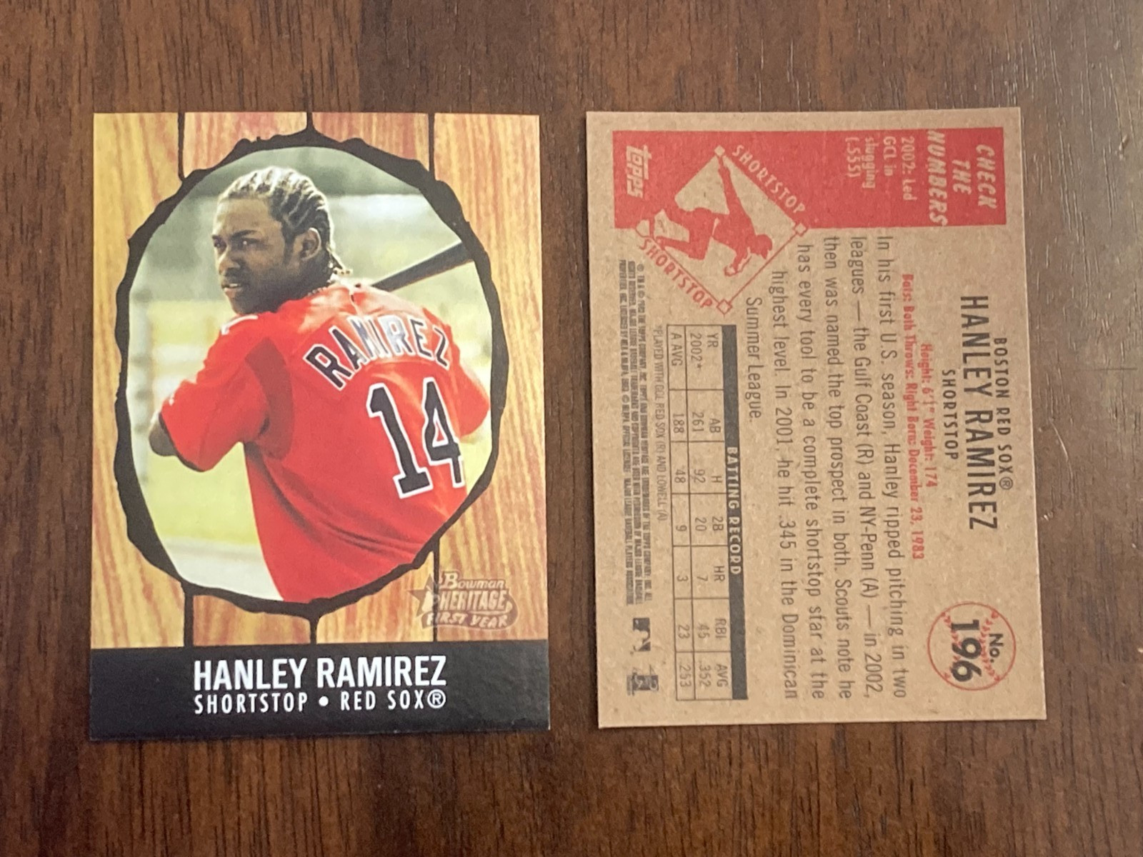 HANLEY RAMIREZ - 2003 BOWMAN HERITAGE - BOSTON RED SOX - ROOKIE CARD #196