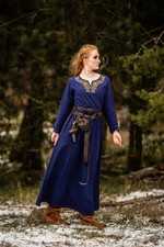 Wikinger Kleid Blau „Aslaug“; Mittelalterkleid; Mittelalter Kostüm; 