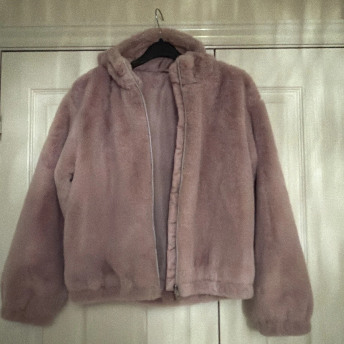 Excl Condition Dusky Pink Faux Fur Jacket Age 11-12 Minutes