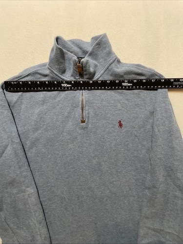 Polo Blue Pullover Quarter Zip Men Large Ralph Lauren Long Sleeve Purple Pony - Picture 4 of 7