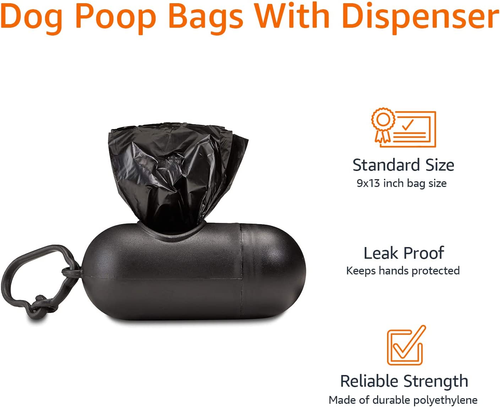 Amazon Basics Dog Poop Leak Proof Bags with Dispenser and Leash Clip, Unscented, - Picture 4 of 12