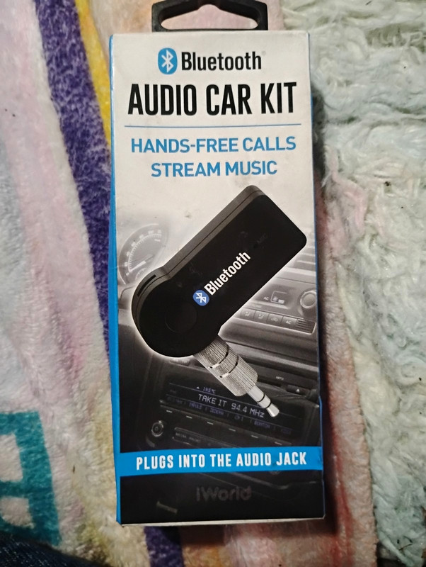 iWorld Bluetooth Audio Car Kit Hands-Free Calls Stream Music 3.5mm WBTCK