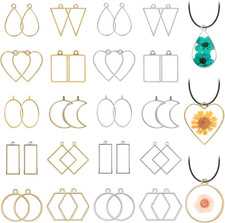 40Pcs Open Bezel Pendants for Resin,2 Colors 10 Styles Assorted Geometric Hollow