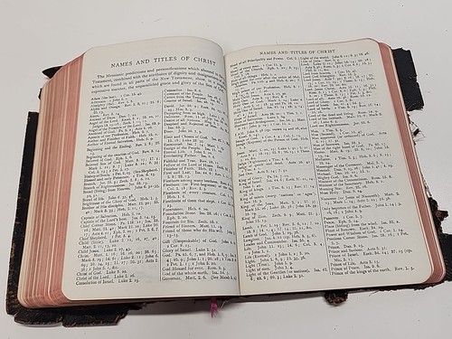 Leather HOLY BIBLE Concordance KJV Red Letter Illustrated Oxford Vintage Book - Picture 19 of 24