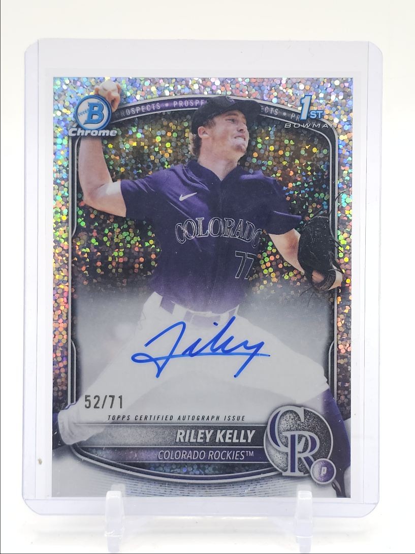 RILEY KELLY 2025 BOWMAN CHROME DRAFT 1ST SPARKLE ROCKIES AUTO /71 Q2045