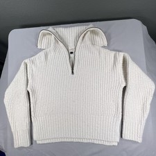 Women s Universal Thread Quarter Zip Wide Collar Sweater White Small
