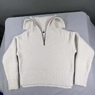 Women s Universal Thread Quarter Zip Wide Collar Sweater White Small
