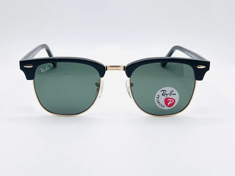 Ray-Ban Clubmaster Classic RB3016 51mm Sunglasses - Black / Green Polarized Lens - Image 4 of 4
