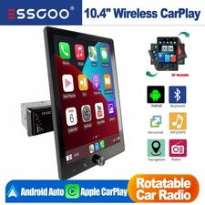 10.4" Wireless Apple CarPlay Android Auto Single 1DIN Car Stereo Head Unit Radio