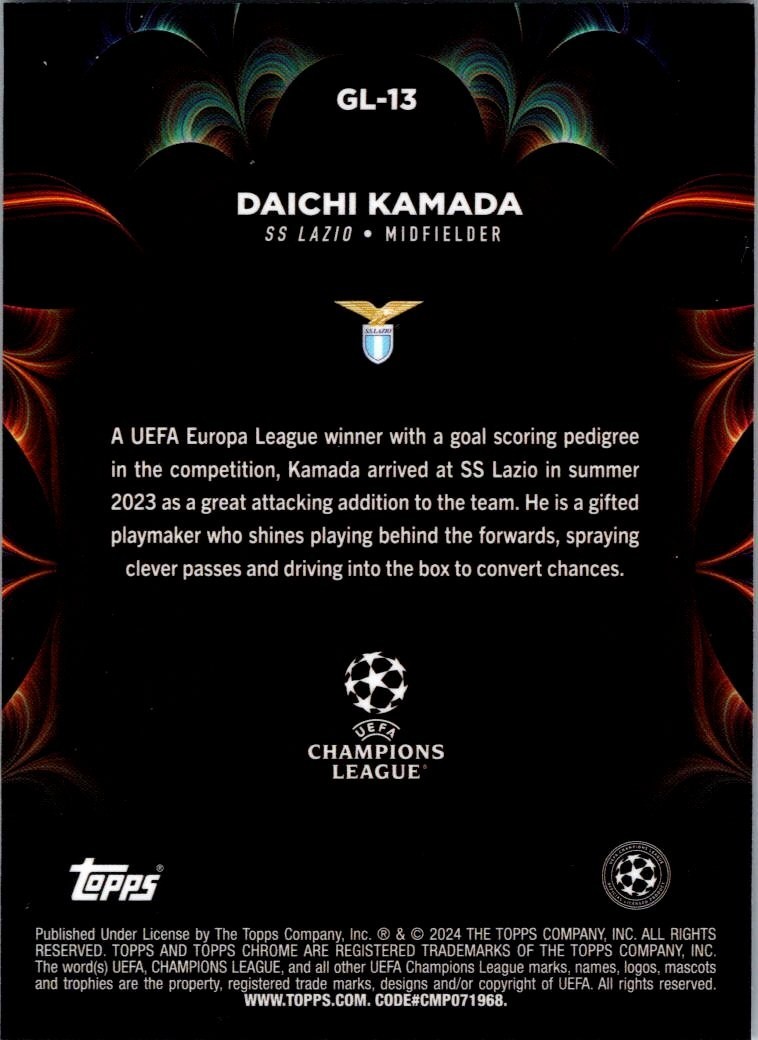 2023-24 DAICHI KAMADA TOPPS CHROME CHAMPIONS LEAGUE GL-13 GOLAZO