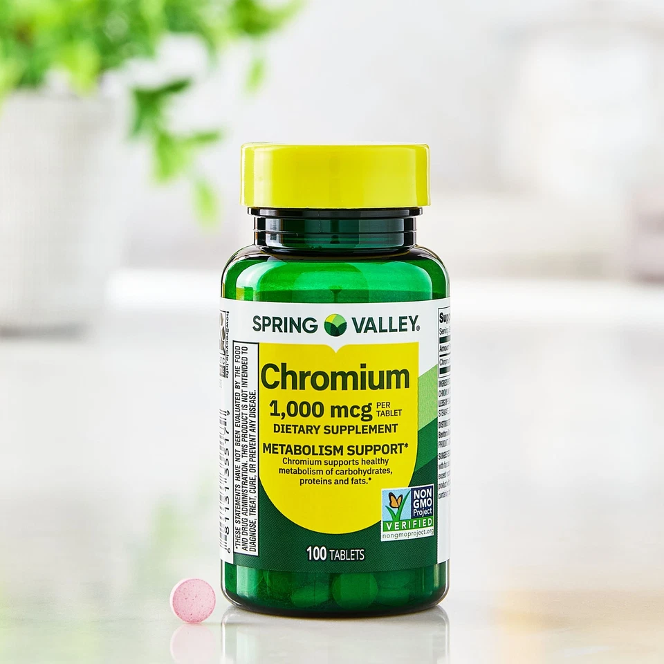 Tabletas de apoyo para el metabolismo Spring Valley Chromium 1000 mcg, paquete de 3 unidades Foto 4 de 4