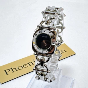 Montre à quartz GUCCI 6400L en acier inoxydable cadran noir luxe femme envoi rapide