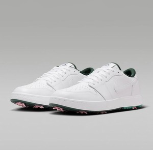 NIKE Air Jordan 1 Low G Spikes MASTERS - White Fur Black White Golf - Size 10.5