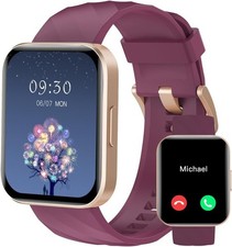 1.85" HD Touchscreen Smart Watch for iPhone/Android - Purple, Waterproof Fitn...