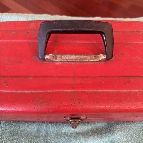 vintage Union Red Tackle Box Fishing tool box metal - Picture 6 of 19
