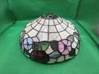 Vintage 13" Stained Glass Lamp Shade Ceiling Light Tiffany Style Round Flowers