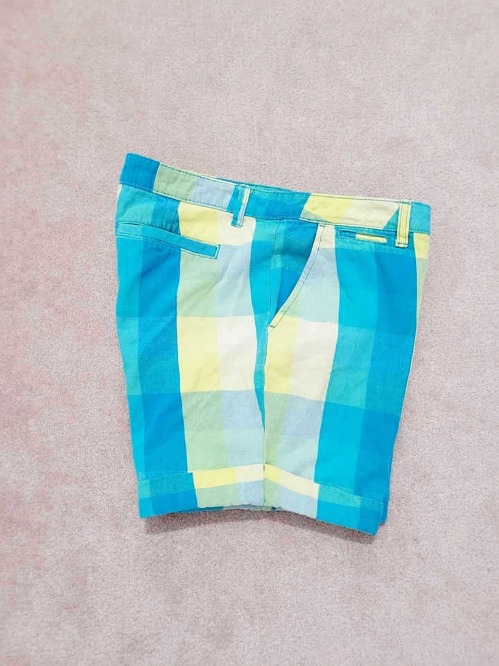 Pantalones Cortos Para Mujer Faded Glory 100% Algodón Ultra Aqua Cuadros Talla 10 Y2K Frente Plano Foto 3 de 4