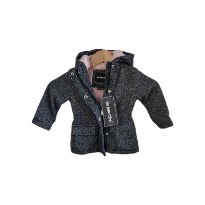 NEW Me Jane Mini Girls Jacket 18 Months Black Faux Fur Hooded Coat Style BY9515B
