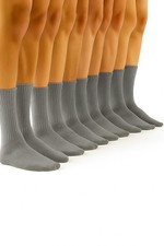 Youth Cotton Crew Socks 12 Pairs   White  Gray, Ages 8  10 Unisex Fit