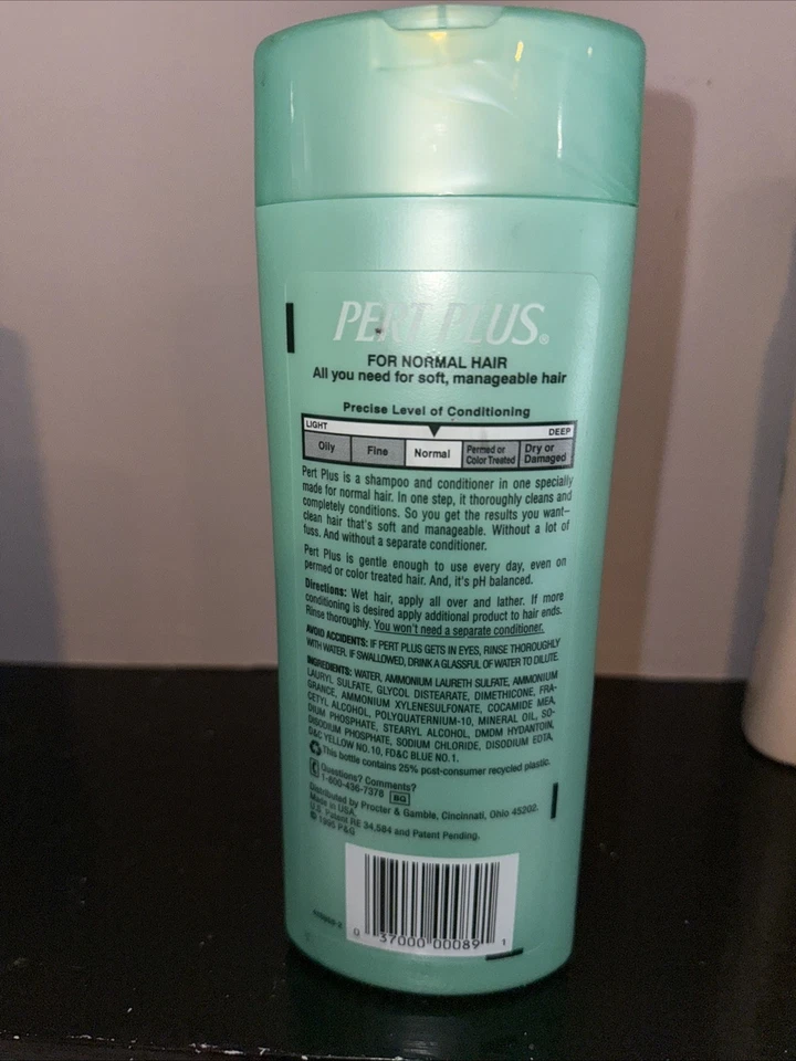 PERT PLUS Shampoo Conditioner Normal Hair NEW 15.2 oz NOS Vintage 1999 Prop - Image 4 of 4