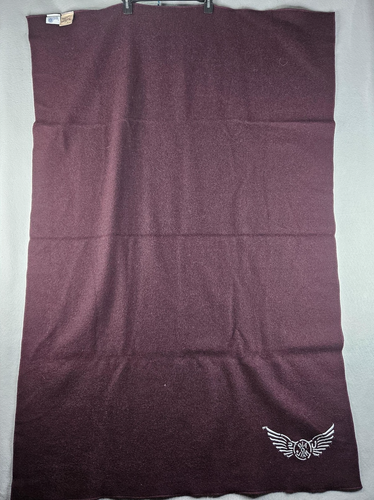Vintage Woolrich Wool Blanket Made in USA USPS Winged Wheel Embroidered Burgundy - Picture 6 of 10