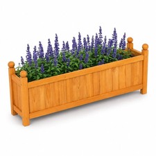NEW! Large Garden Wooden Rectangular Flower Planter Ornamental Plant Pot