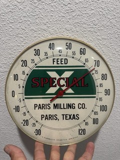 1950s? Special X Feed Thermometer Paris Milling Co. Paris Texas. O’Connell &co
