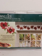 Wallies -Wallpaper Cutouts 25 Pink Paper Poppies Pre-Pasted  Strippable NWT