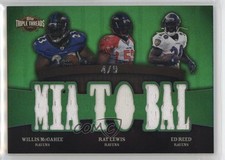2009 Triple Threads Relic Combos Emerald /9 Willis McGahee Ray Lewis Ed Reed HOF