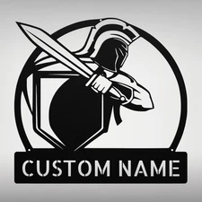 Custom Spartan Metal Art Wall Sign Personalized Spartan Home Office Decor Signs