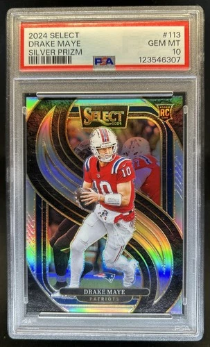 2024 Panini Select Drake Maye Premier RC Silver Prizm #113 Patriots PSA 10