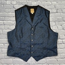 VTG Wah Maker Frontier Clothing Western Vest Men s 2XL Black Blue Paisley USA