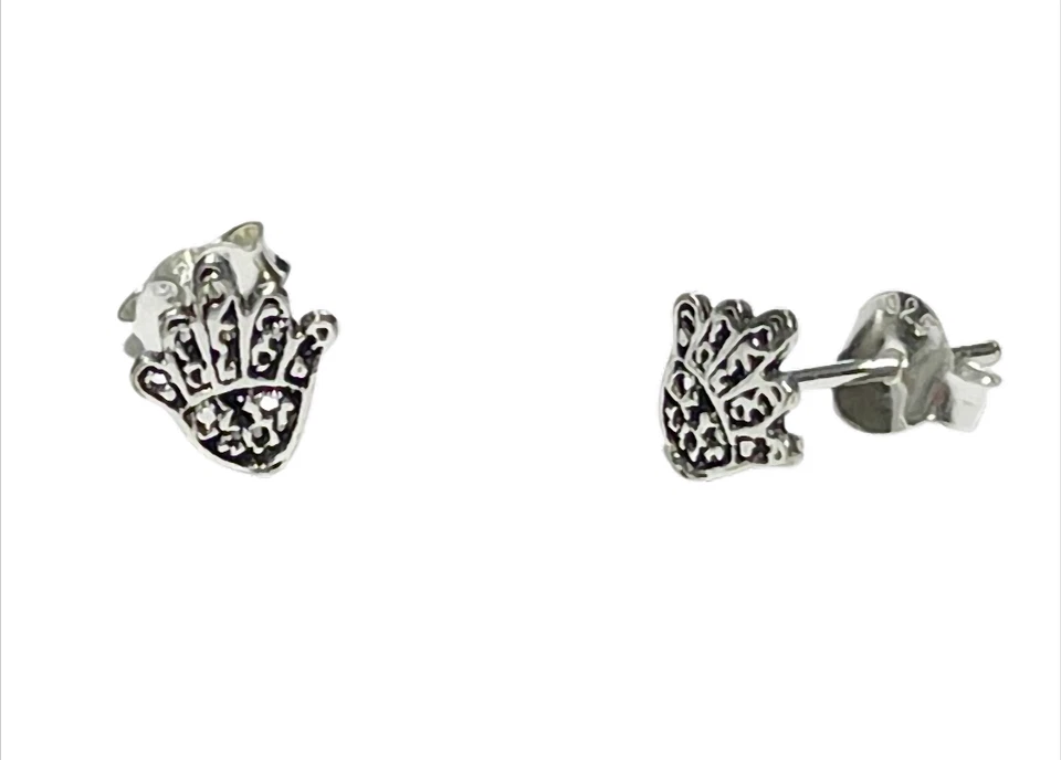 „HamsaLight“  Fatimas Hand Ohrstecker 925er Silber – ca. 7 x 6 mm - Bild 1 von 1