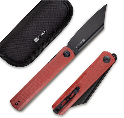 SENCUT Bronte Linerlock 3.38'' Black 9Cr18MoV Burgundy G10 Folding Knife SA08D