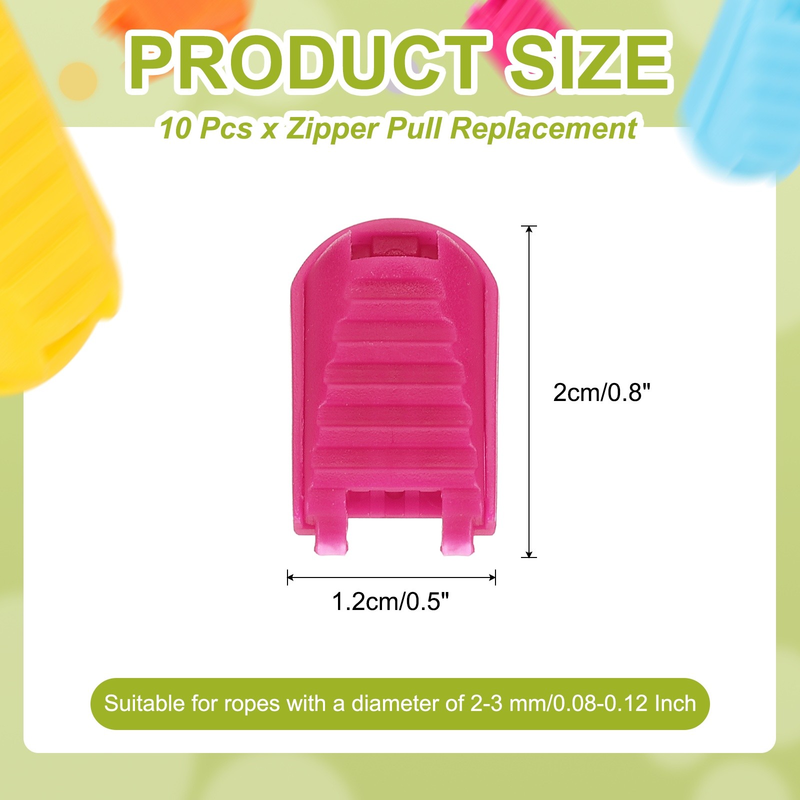 Zipper Pull Tabs Cord End Tips Shoelace End Clips - (10 Pack, Rose Red)