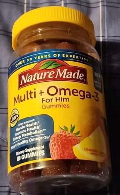 Nature Made Men's Multivitamin + Omega-3 Gummies, 80 Gummies Exp 04/2025+