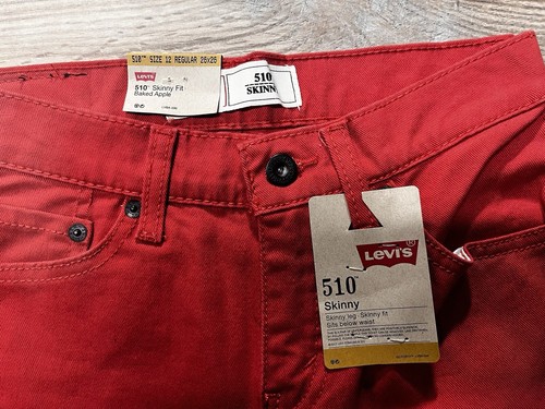 LEVI'S 510 Skinny Fit Jeans Boy's Size 12 Reg Baked Apple Pink Stretch Denim NWT - Picture 7 of 10