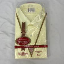 VINTAGE 60S NOS TOWNCRAFT PENNEYS TAPERED YELLOW S/S BUTTON DOWN SHIRT 16 USA