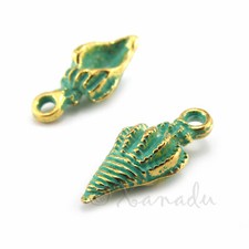 Conch Seashell Charms 19mm Gold Plated Teal Enamel Pendants C6584 - 5, 10, 20PCs