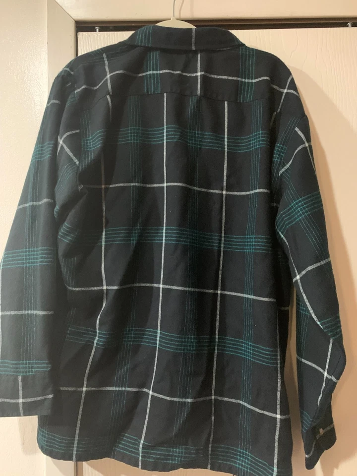 Aka Bay 复古男式格子纽扣亚克力长袖 XL,17-17 1/2 黑色绿色 — 第 2/4 张图片