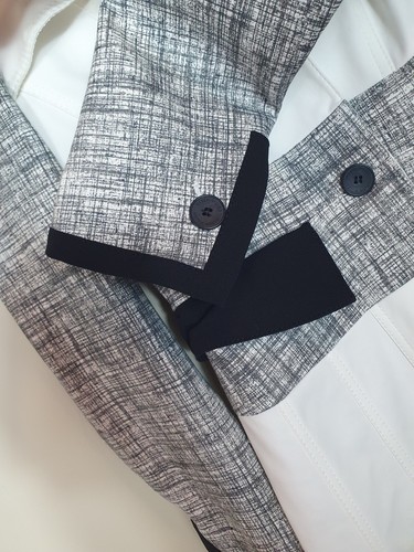Karen Millen trench coat jacket Sze 8-10 black whitedouble breasted RRP $600 - Foto 7 di 11
