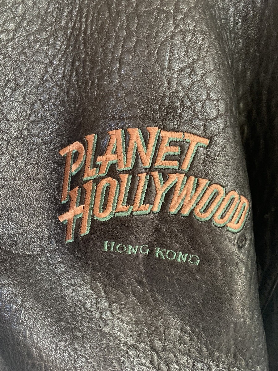 90s vintage PLANET HOLLYWOOD 革ジャン Vintage Planet Hollywood Leather Biker Punk Rock Embroidered