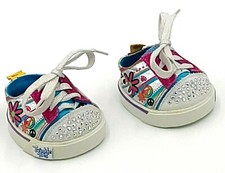 Build A Bear Shoes Twinkle Toes Rhinestones Pink White Peace Signs 60s CUTE 