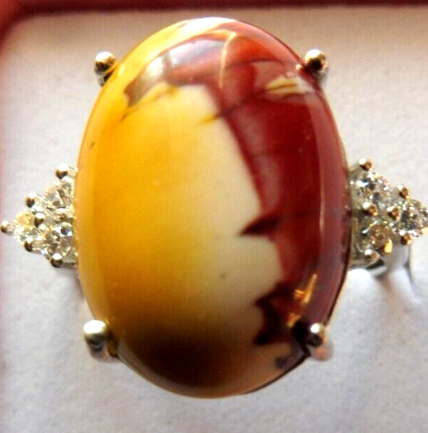 Bague en Mookaite naturelle bague reglable en argent massif 925