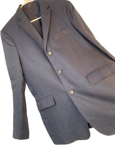 VTG 2007 J.Crew Mens 100% Irish Linen Navy Blue Blazer Jacket 40R 9006 EUC - Picture 7 of 13